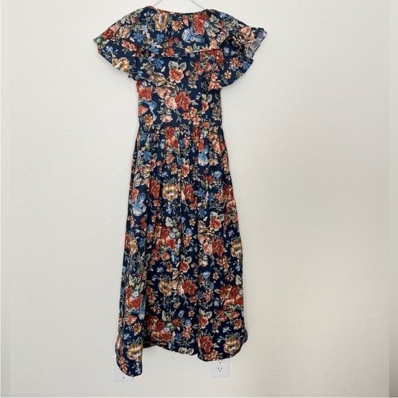 Doen Pecos Indigo Iris Floral Midi Dress Liberty Fabric - Picture 5 of 9
